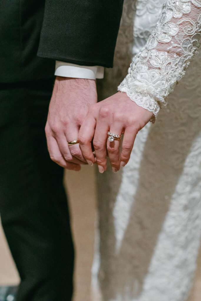 Close-up of couple's rings during wedding ceremony in Kannapolis, NC