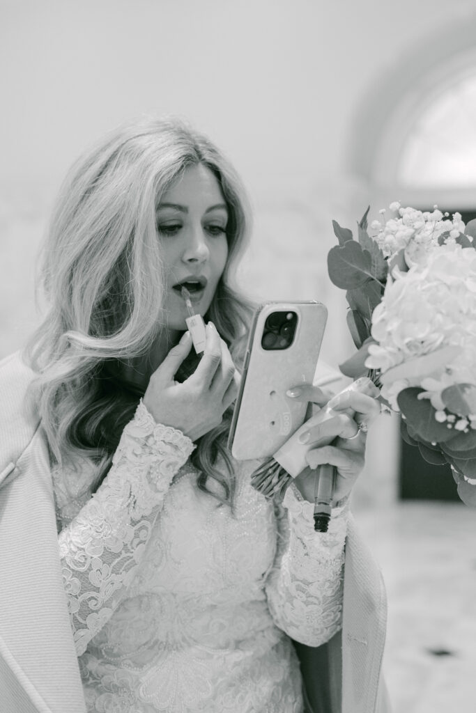 Couple's First Look during Intimate Wedding in Kannapolis, NC