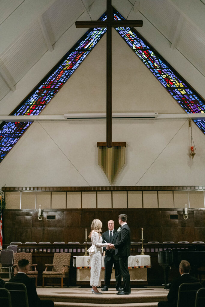 Couple embracing during intimate wedding in Kannapolis, NC