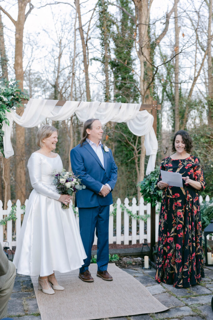 best friend reading poetry during wedding ceremony